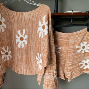 Boho Two-Piece Top and High Waisted Short Set